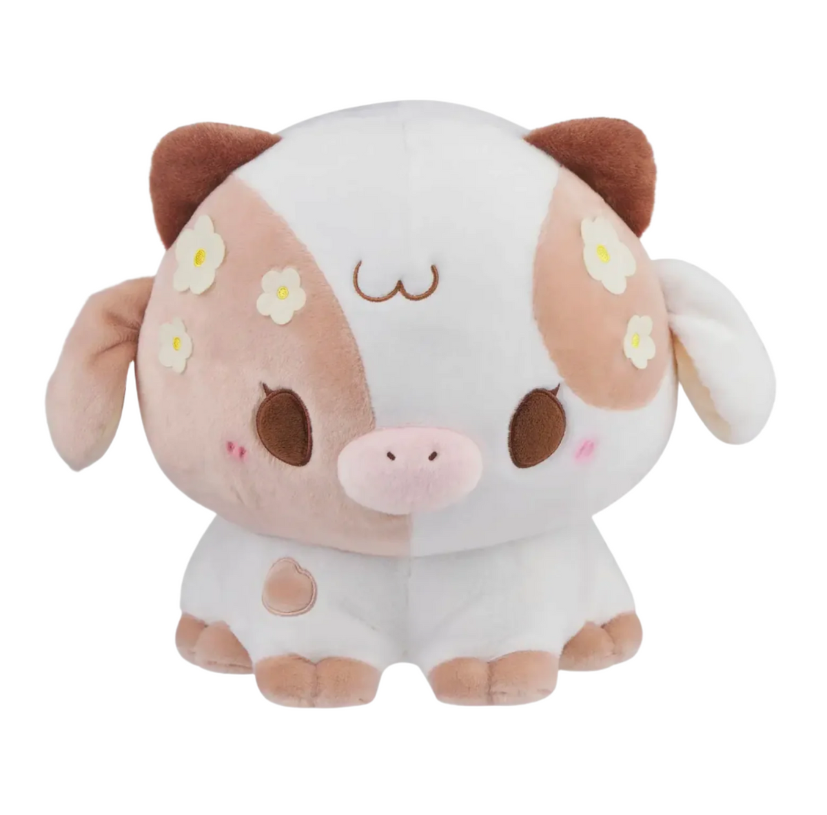 Meet the precious Flower Power Summer Cow XL Plushie, your new cuddly and cute companion. This LARGE ultra-soft plushie features dainty floral details and a charming expression that’s sure to melt your heart.