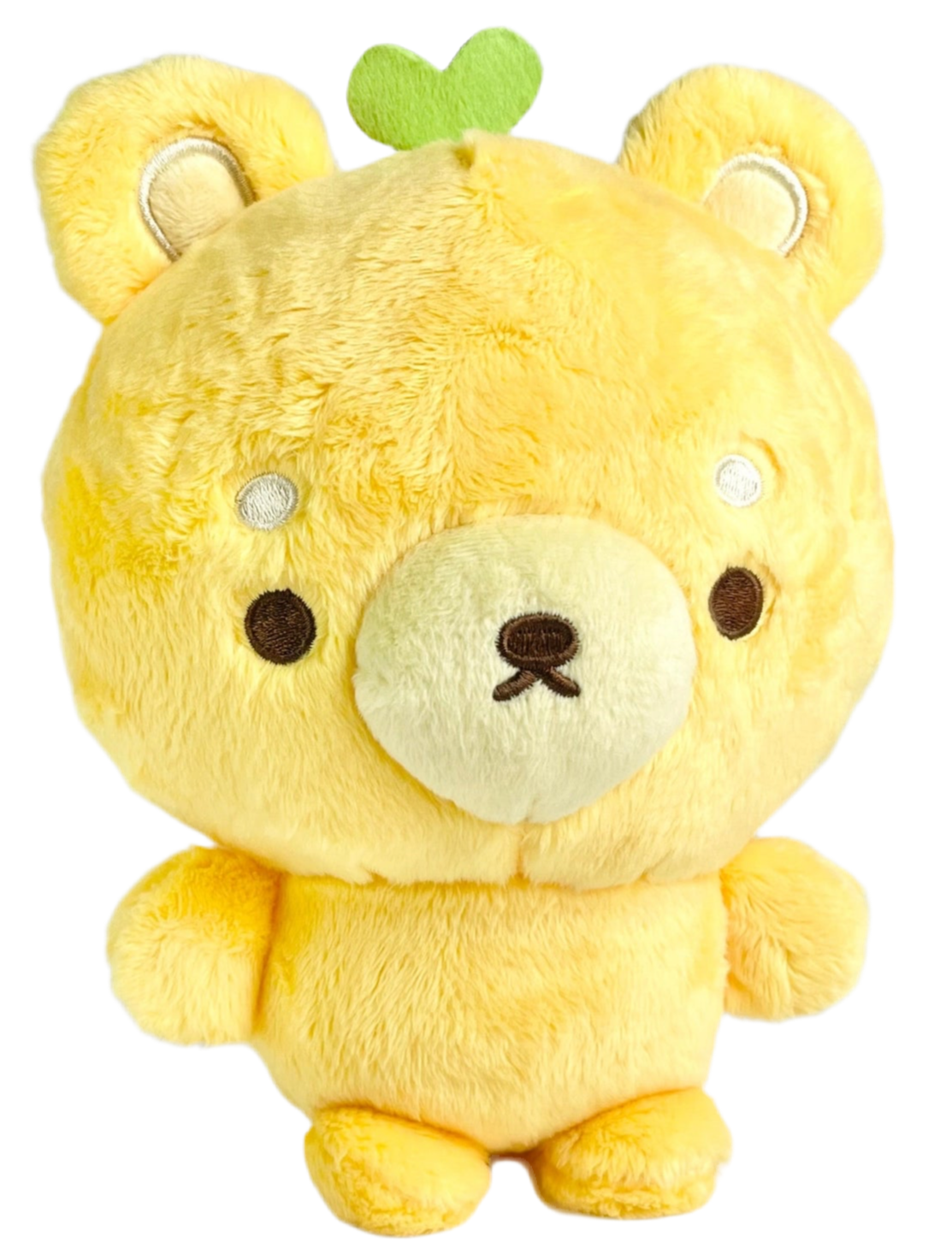 This cuddly boutique designed bear features exquisite embroidered details, capturing the essence of citrus brightness with his adorable lemon-themed vibed. Made from soft, huggable materials, Fujibee's Lemon Yellow Bear Boutique Plushie is perfect for snuggling up with! The cute green stem and leaf sprouting from its head is the sweetest detail!