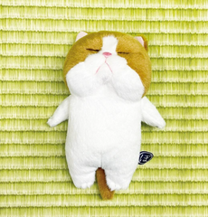 Funny Sleeping Cats Plushies, so cute you might end up knocked on your back like this when you see it in person. Soft and firm for great hugs. The kinda cute that remains charming with the passing of time. ^_^ Small beans in its back give it a perfect soothing weight.