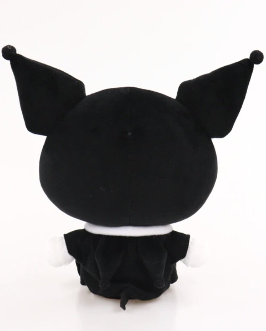 This plushie captures the essence of Kuromi's mischievous personality, dressed in an outfit reminiscent of a schoolgirl gothic but classic style. But what sets her apart is the bold statement of self-love: a picture of herself proudly displayed on her shirt.