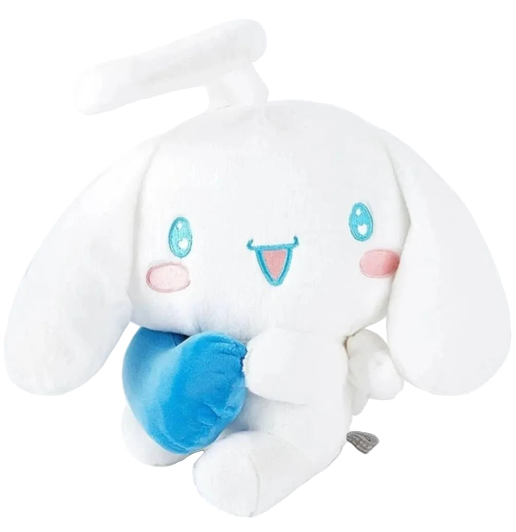 Sweet, soft, and full of charm, our Halo Hug Cinnamoroll Blue Heart Plush is ready to brighten any collection. Made with plush, huggable fabric and designed with quality stitched and lovable details, it's perfect for decorating a bed, shelf, desk, or gifting to any Sanrio fan. Whether you're a longtime collector or simply looking for a cute companion, this heart-hugging Cinnamoroll plush is sure to bring comfort and smiles wherever it goes.
