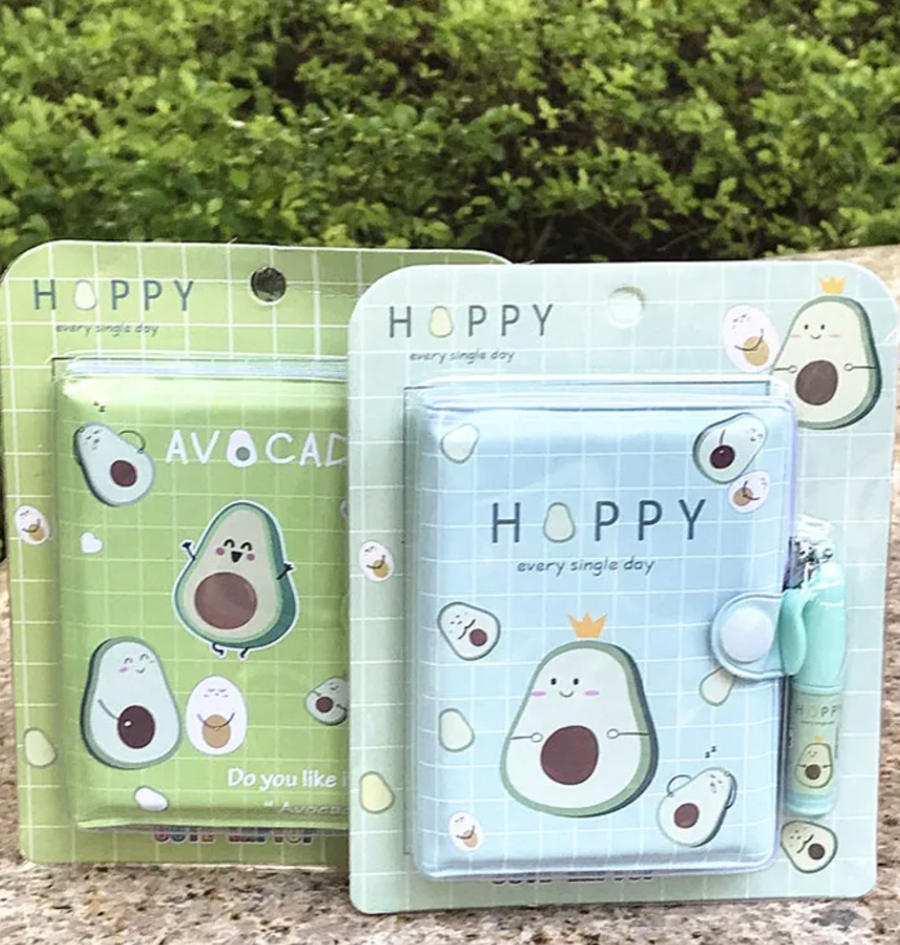  our adorable Smiley-Faced Happy Avocado Notebook and Pen Sets! Illustrated with charming, trendy animated avocados, these snap-closure notebooks are sure to bring a smile 