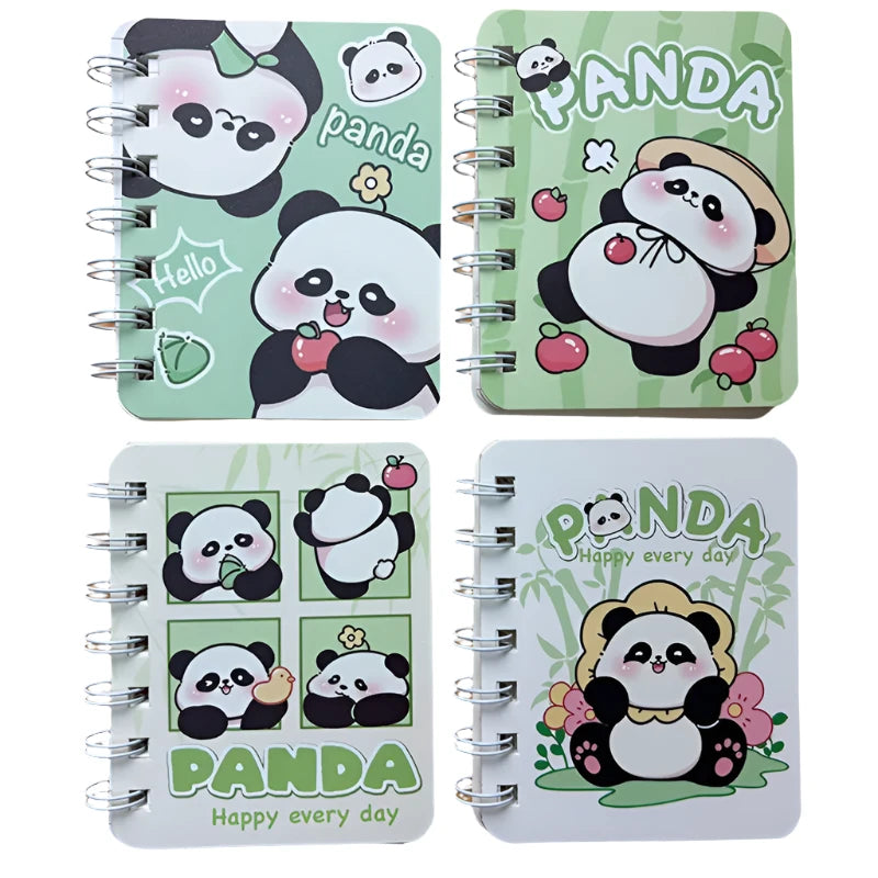 This Happy Every Day Panda Mini Coil Notepad Set is a delightful companion for jotting down recipes, notes, or doodles on the go. Its sweet design features adorable happy pandas and cute phrases on the notebook cover, kawaii stationary