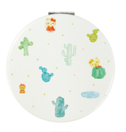 Elevate your beauty routine with the Hello Kitty Sanrio Boutique Collectible Compact Mirror! This charming mirror features the lovable queen Hello Kitty from Sanrio in a popular print by the Japanese boutique brand, Naosudou.

The compact mirror showcases a delightful design with Hello Kitty in a stylish watercolor desert and cactus print, adding a playful yet elegant flair. The high-quality mirror is perfect for on-the-go touch-ups and is housed in a durable, collectible case that’s as cute as it is practi