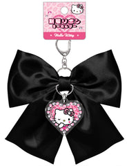 Glam Hello Kitty Satin Bow Keychain with Acrylic Charm, Black