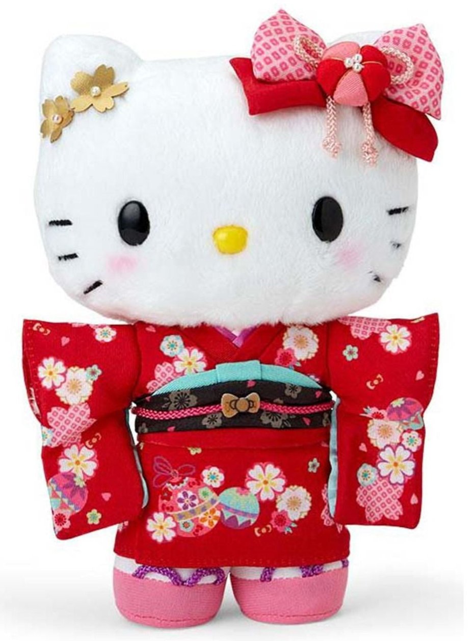 Celebrate Japanese tradition and Hello Kitty's timeless charm with this enchanting plushie! Dressed in a beautifully detailed red kimono, Hello Kitty embodies elegance with her bow turned into an antique-style, golden flowers, and intricate floral patterns.

Hello Kitty wears a stunning red kimono adorned with delicate floral patterns, highlighting traditional Japanese aesthetics. Her outfit is complete with a matching obi sash and accent bow.

This absolutely gorgeous and unique plushie is the perfect addi