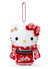 Celebrate Japanese tradition and Hello Kitty's timeless charm with this enchanting plush keychain! Dressed in a beautifully detailed red kimono, Hello Kitty embodies elegance with her bow turned into an antique-style, golden flowers, and intricate floral patterns.

Hello Kitty wears a stunning red kimono adorned with delicate floral patterns, highlighting traditional Japanese aesthetics. Her outfit is complete with a matching obi sash and accent bow.

This absolutely gorgeous and unique piece is the perfect