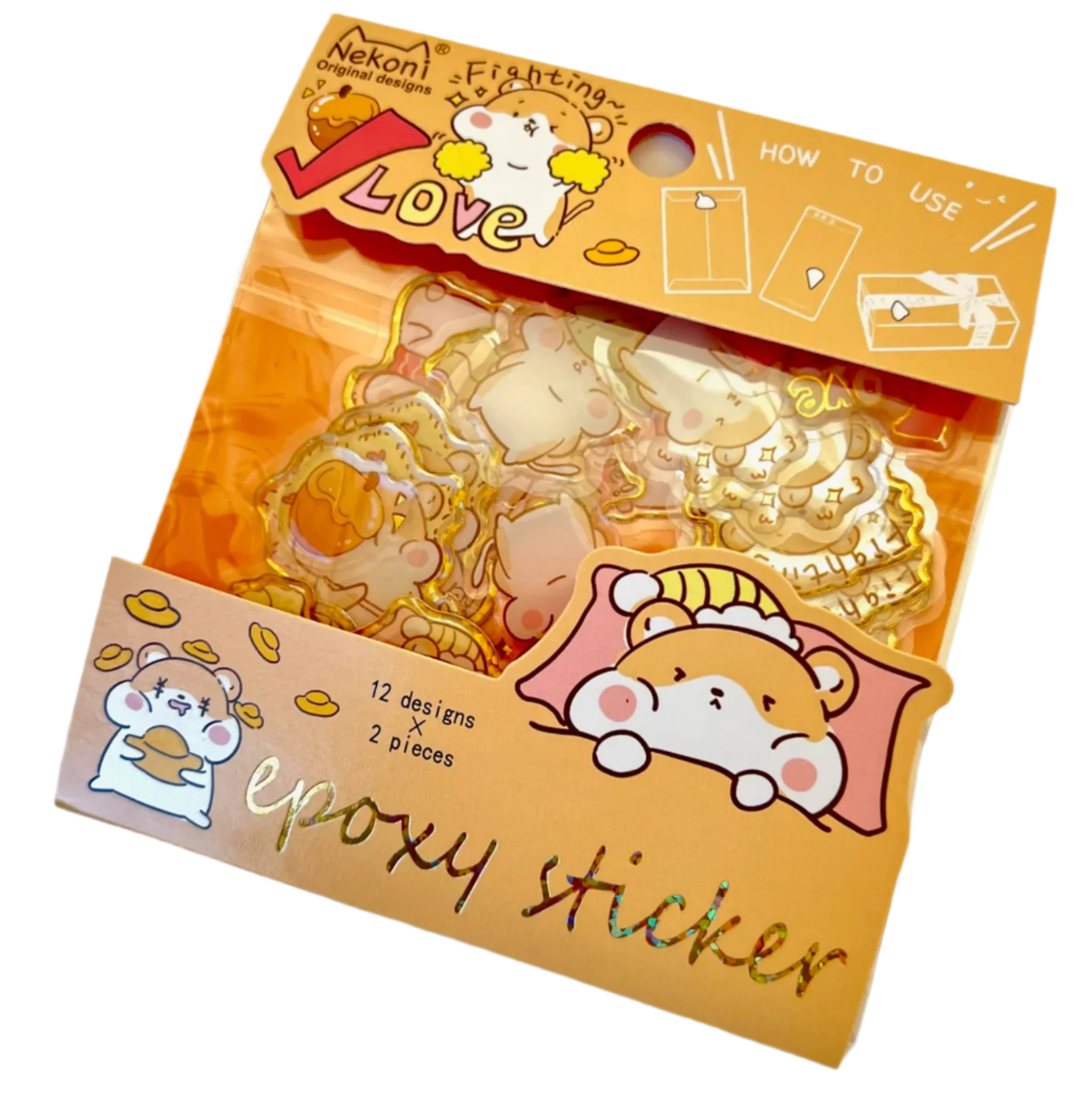 hese amazing Holographic Hamster Kawaii Flake Sticker Bags can add personality to any notes, letters, planners, and more! Cute chuby hamster stickers for school, notebooks