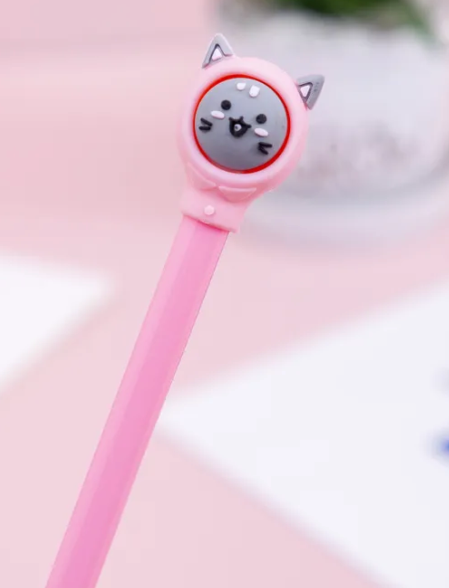 Hooded Animal Friends Gel Pen Set! This charming set features a delightful white bunny, a playful grey cat, a cuddly brown bear, and a sweet pink pig, all ready to bring a world of smiles to your stationery collection.