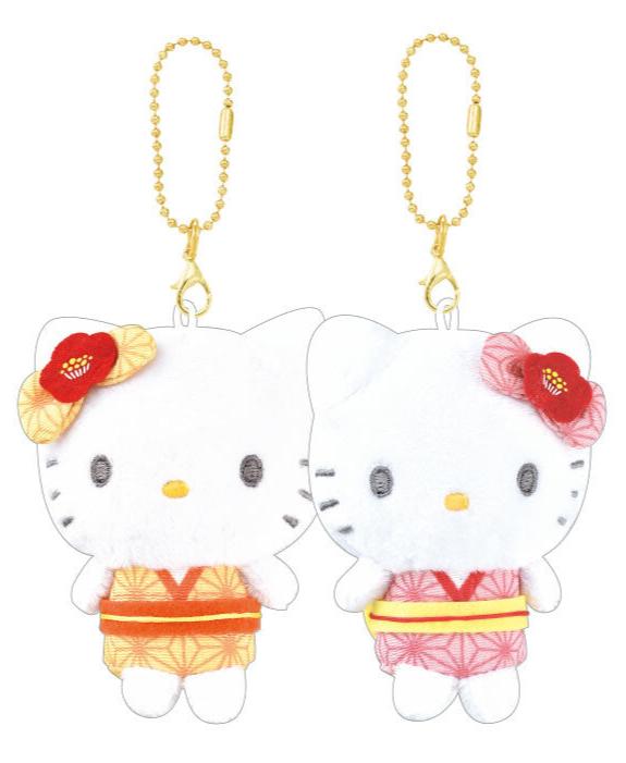 Carry a touch of tradition and sweetness wherever you go with the Jinbei Style Romper Hello Kitty &amp; Twin Mimi Magnetic Keychain Set! A must-have for celebrating the beauty of Japanese warmer days. This delightful duo showcases Sanrio's Hello Kitty and her twin sister, Mimi, dressed in brightly colored traditional jinbei- a lightweight breathable clothing made for babies and toddlers in Japan. This keychains brings a mix of cultural elegance and playful design to your everyday essentials.