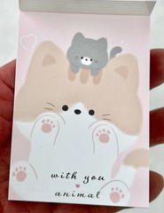 Kamio Cat &amp; Kitten Neko Kawaii Mini Notepads feature two different designs, printed in full color. Quality binding, yet easy tear-out sheets. Kawaii