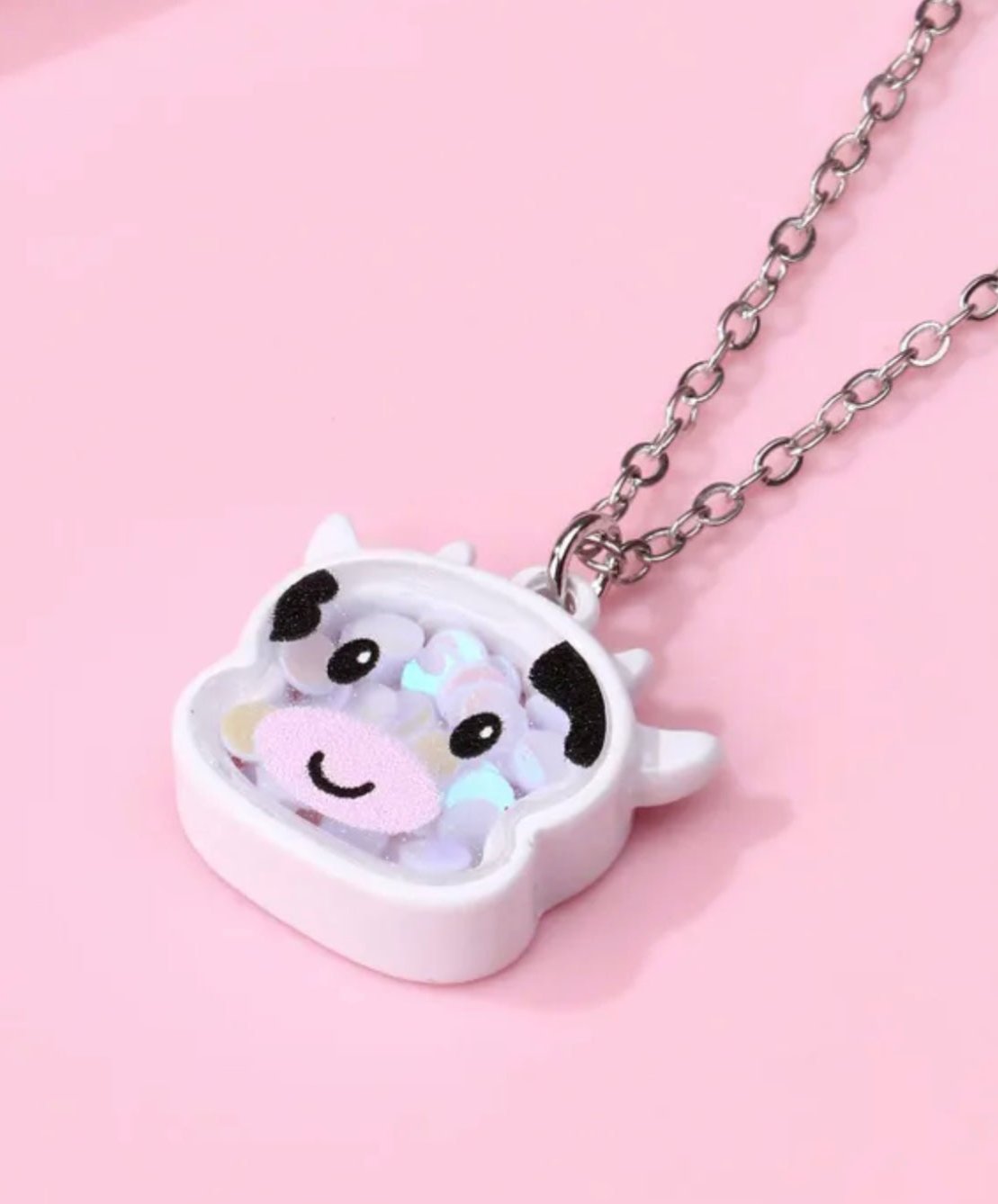 Confetti Filled Charm Kawaii Necklace! This delightful accessory is a celebration in itself, featuring a transparent animal pendant filled with an array of colorful confetti, capturing the essence of joy and fun. necklace cute