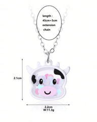 Confetti Filled Charm Kawaii Necklace! This delightful accessory is a celebration in itself, featuring a transparent animal pendant filled with an array of colorful confetti, capturing the essence of joy and fun. necklace, cute