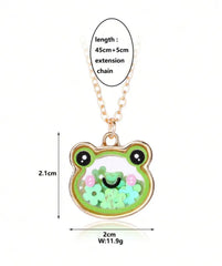 Confetti Filled Charm Kawaii Necklace! This delightful accessory is a celebration in itself, featuring a transparent animal pendant filled with an array of colorful confetti, capturing the essence of joy and fun., necklace