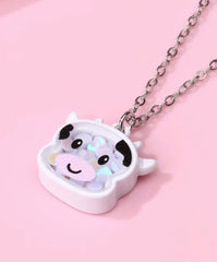 Confetti Filled Charm Kawaii Necklace! This delightful accessory is a celebration in itself, featuring a transparent animal pendant filled with an array of colorful confetti, capturing the essence of joy and fun. necklace cute