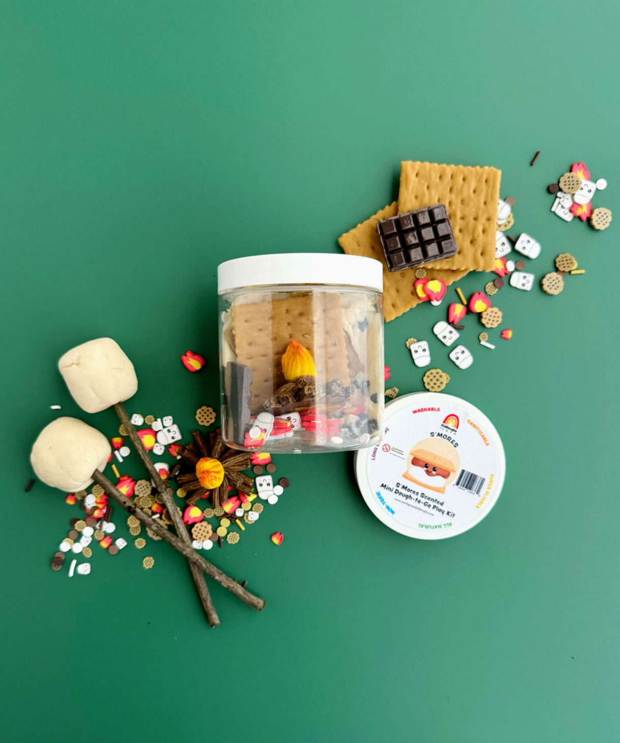 Have S'more fun with this camp-tastic sensory play kit! Never run out of graham crackers, marshmallows, or chocolate around this a-dough-rable campfire activity. S'more's scented! It's every kid's favorite Summer sweet treat!