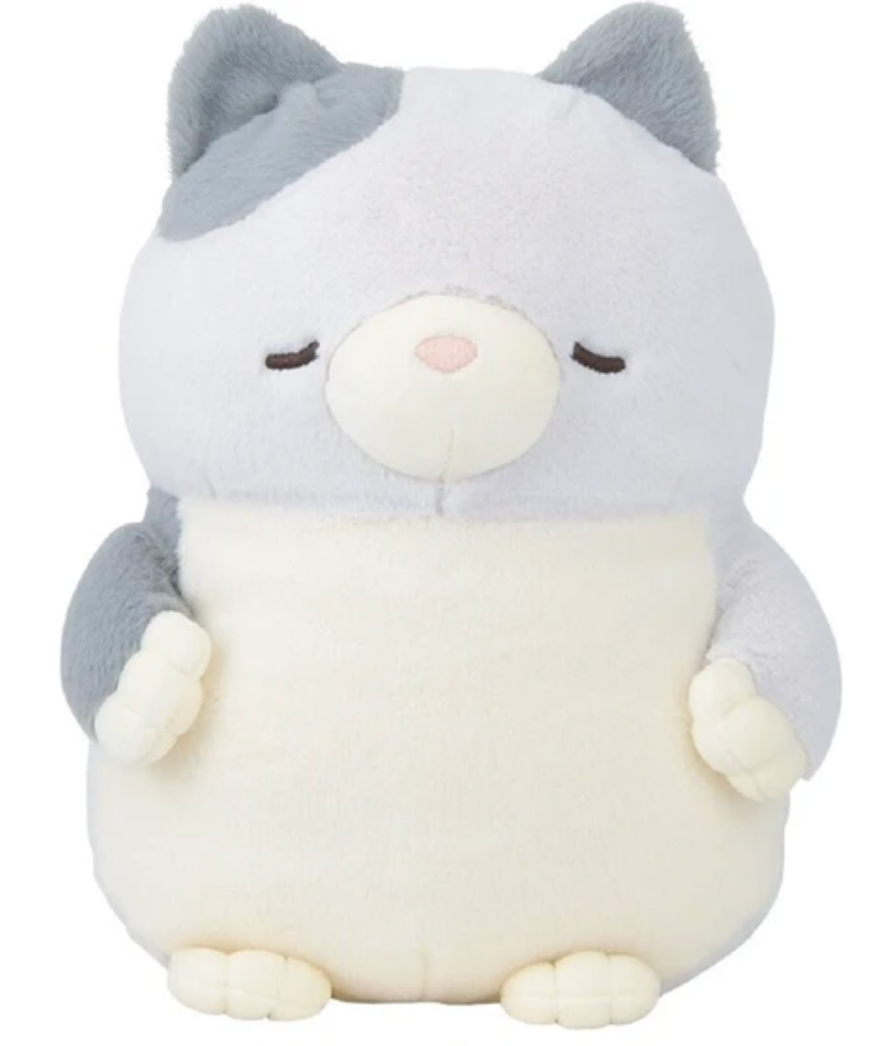 Calming Cuddlers are chubby plush animals with fluffy, round bodies that have gentle faces and peaceful color palettes. From the Korean Poksin series, which means "fluffy" in Korean. This Kitty Calming Cuddler Korean Plushie is a fluffy and cute hugging pillow that fits comfortably in both arms.