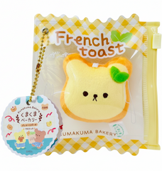 Say hello to the cutest little snack to carry your essentials! This unique Kuma Bakery Bear in a Bag Keychain, French Toast features a soft, squishy bread bear plushie tucked inside a charming clear and yellow checkered themed mini wallet. The softness is like a mochi dessert and the design is unmatched.