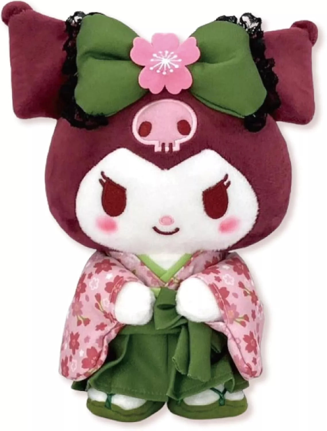 Suppose you miss the beauty of spring and the lovely fragrance of cherry blossoms. Have it forever with the Matcha Sakura Garden Kuromi Kimono Plushie, an enchanting mix of traditional Japanese elegance and kawaii charm. This plushie is made from soft, huggable material, which is perfect for snuggling or adding a cute touch to your space.

Kuromi looks ever so classy in her detailed kimono and lovely green bow making her as sweet as a flower. The vibrant green color and delicate sakura motifs give her a uni