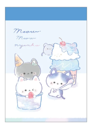 Write something delightful in this Meow Meow Ice Cream Cats Mini Notepad printed with cheerful illustrations of adorable kittens and sweet treats! Whether you want to jot down notes or reminders, this notepad is a charming companion for students or office workers!