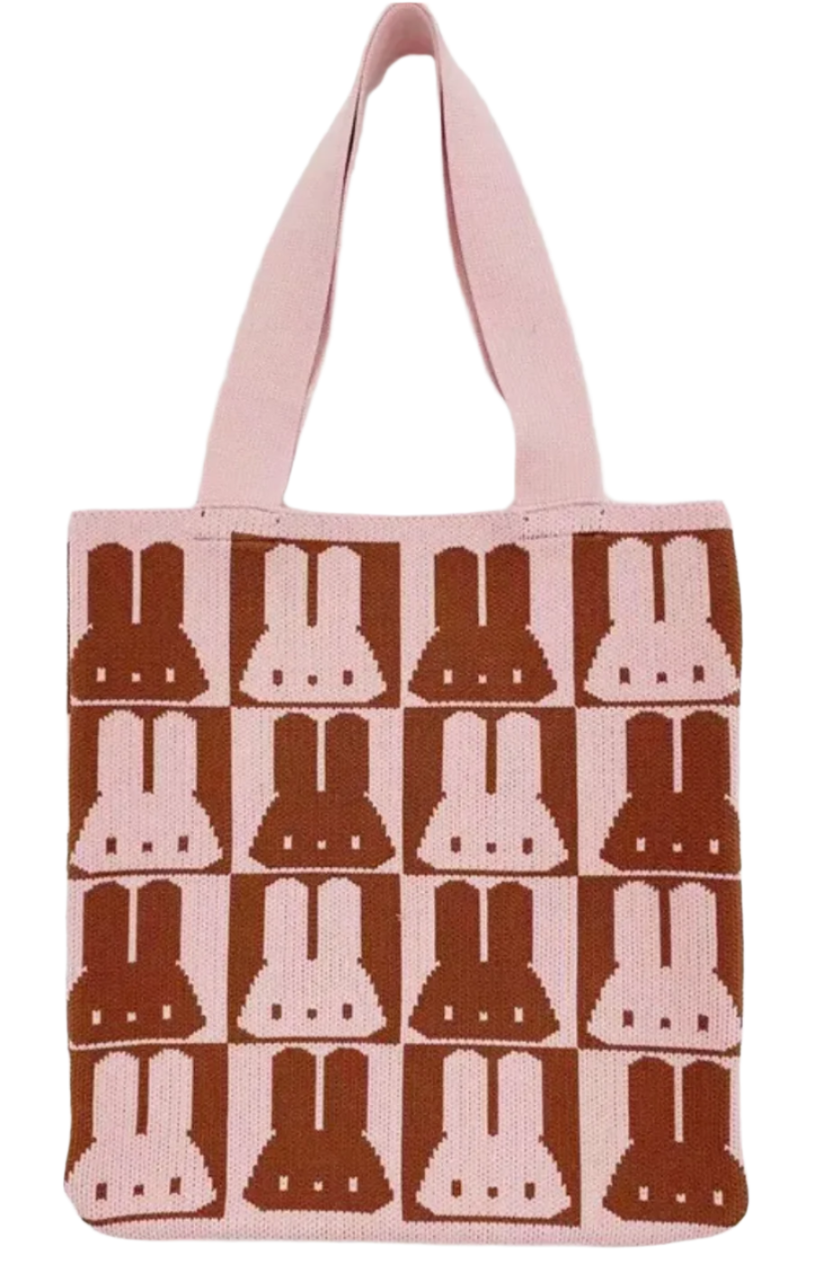 These Mod Bunny Patch Knit Handbags are on trend with their adorable retro-cute design. The timeless grid design makes it suitable as a gift or accessory for all ages.  Bring along this versatile bag well, heading to class or a day on the town — it serves perfectly as a shopping tote or for carrying everyday essentials, including your laptop.