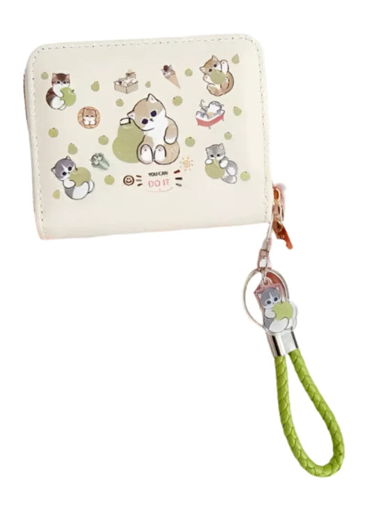 Mofusand Cat 'You Can Do It' Green Fruits Wallet