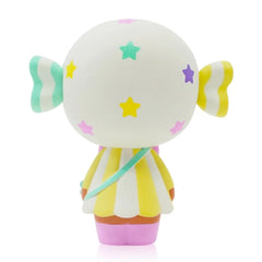 The Candy Button Vinyl Figurine Doll by Momiji has a removable base that reveals a secret wishing paper. Write your wish and let her take care of it. Good things are coming!  Momiji is a Japanese sensation, especially among collectors, and it’s easy to see why. This vinyl figurine, colorful and kind, brings much encouragement to anyone glancing in her direction. Each Momiji doll is made with a secret compartment for holding special messages within.