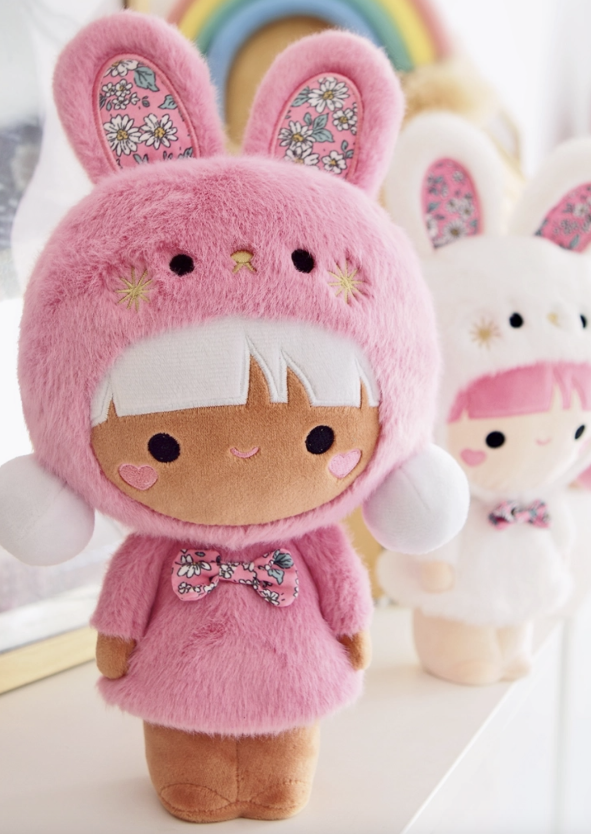 Featuring super soft plush fabric, embroidered details, and ditsy floral accessories.&nbsp; With adorable bunny rabbit ears, Momiji Raspberry Sorbet Pascale Plushie sold out in only a few weeks but she’s back… for now! Soft, huggable, iconic characters for collectors and lovers of all things wholesome and cute.