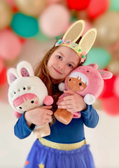 Featuring super soft plush fabric, embroidered details, and ditsy floral accessories.&nbsp; With adorable bunny rabbit ears, Momiji Raspberry Sorbet Pascale Plushie sold out in only a few weeks but she’s back… for now! Soft, huggable, iconic characters for collectors and lovers of all things wholesome and cute.