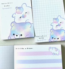 ‘Motchiri’ means ‘fluffy’ in Japanese! These Motchiri Baby Unicorn Kawaii Mini Notepads feature two different designs, printed in full color. Quality binding, yet easy tear-out sheets.  A clear plastic cover protects the notes from creases and accidental scribbles.