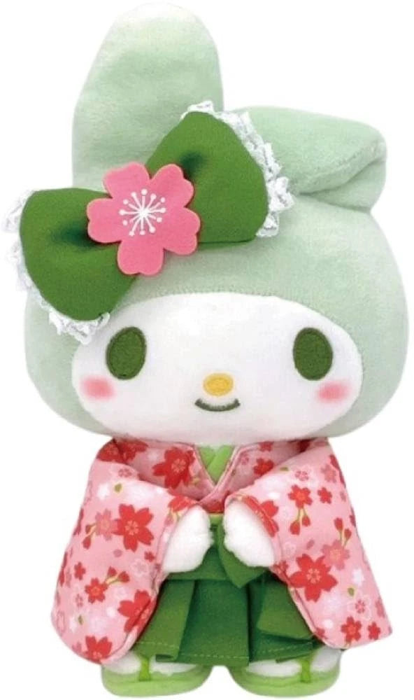 Suppose you miss the beauty of spring and the lovely fragrance of cherry blossoms. Have it forever with the Matcha Sakura Garden My Melody Kimono Plushie, an enchanting mix of traditional Japanese elegance and kawaii charm. This plushie is made from soft, huggable material, perfect for snuggling or adding a cute touch to your space. My Melody looks ever so classy in her detailed kimono and her lovely green bow makes her as sweet as a flower.
