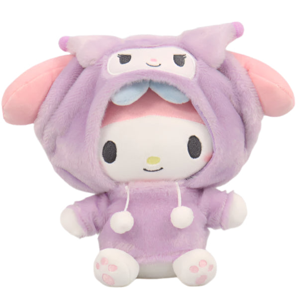 Celebrate the sweetest of friendships with our My Melody Loves Kuromi Friend Purple Hoodie Plushie! This adorable plush features My Melody dressed in a cozy purple hoodie inspired by her friend Kuromi, making it an extra special piece. Crafted from premium soft materials, this heartwarming plushie captures the essence of Sanrio's beloved friendship duo. Whether you're a dedicated collector or simply love the magic of Sanrio friendships, this plush is perfect for cuddles and display. 
