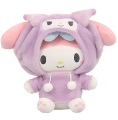 Celebrate the sweetest of friendships with our My Melody Loves Kuromi Friend Purple Hoodie Plushie! This adorable plush features My Melody dressed in a cozy purple hoodie inspired by her friend Kuromi, making it an extra special piece. Crafted from premium soft materials, this heartwarming plushie captures the essence of Sanrio's beloved friendship duo. Whether you're a dedicated collector or simply love the magic of Sanrio friendships, this plush is perfect for cuddles and display. 