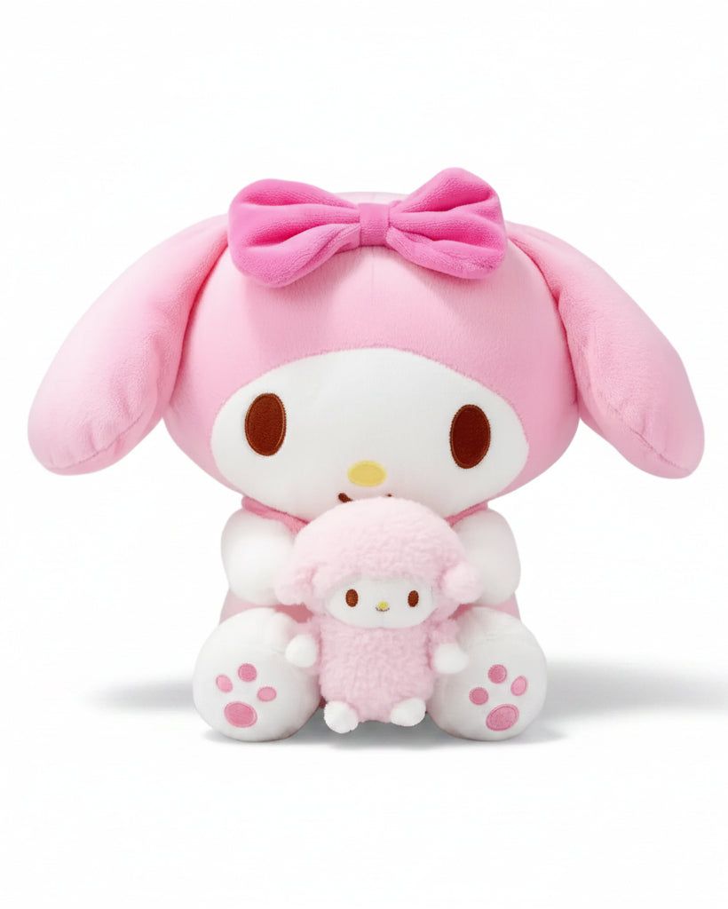 Calling all Sanrio fans! Add a dose of happiness to your life with the adorable My Melody and Mascot Plushie, featuring your favorite character holding their beloved mascot. This charming plushie is the perfect gift or decoration to make your space extra kawaii and bring a smile to your face every day!