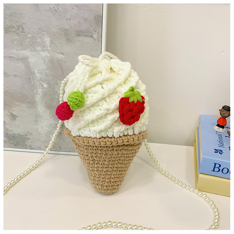 Vanilla Soft Serve Crocheted ice Cream Crossbody Bag