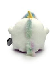 Soft and fluffy, little ghost plush, this spooky Obakane Funky Unicorn Ghost Plushie friend puts a fantastical twist on a favorite classic. Fuzzy rainbow hair, unicorn horn, extreme cute. Nice for the desk or shelf of any fans of cutie pie enchanted worlds.
