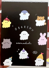 Obakane (also Obakenu) is one of Japan’s popular and emerging new series in the kawaii world!   Obakenu Ghost Mini Kawaii Notepads feature two different designs, printed in full color. Quality and chic holographic binding, yet easy tear-out sheets.