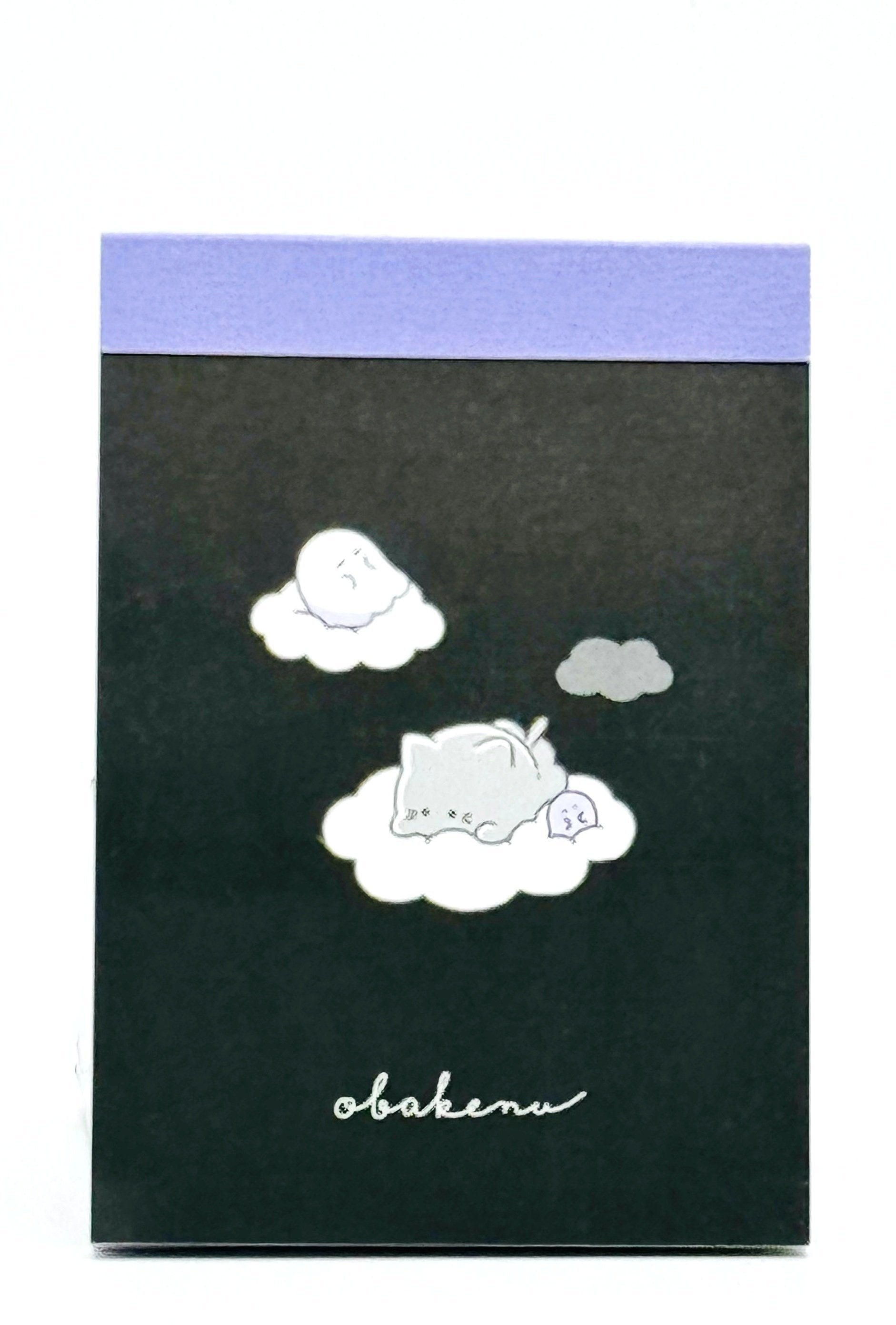 Obakane Ghost Stationary Set feature two notebooks with two different designs, printed in full color. Quality and chic holographic binding, yet easy tear-out sheets. A stand-up pencil sharpener featuring ghosts, cats, and dogs completes the set.