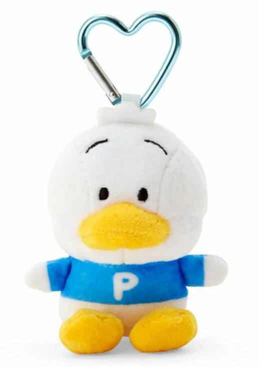 Old school, die-hard fans of Sanrio will remember this retro-cute character "Ahirunopekkle" now casually known as Pekkle the Duck!

This adorable keychain features Pekkle, the charming duck from Sanrio, in a soft mini plush format. With his endearing smile and signature blue t-shirt, Pekkle is sure to bring a pop of color to your keys, bag, or backpack.