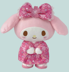 My Melody, charming generations of admirers for decades, appears as a high quality plush in traditional Japanese cherry blossom kimono with matching sakura flower bow. Cute pinks and flushing cheeks bring the sweetness. Sanrio collectors, grab this limited edition Pink Cherry Blossom Kimono My Melody Plushie while the opportunity exists!