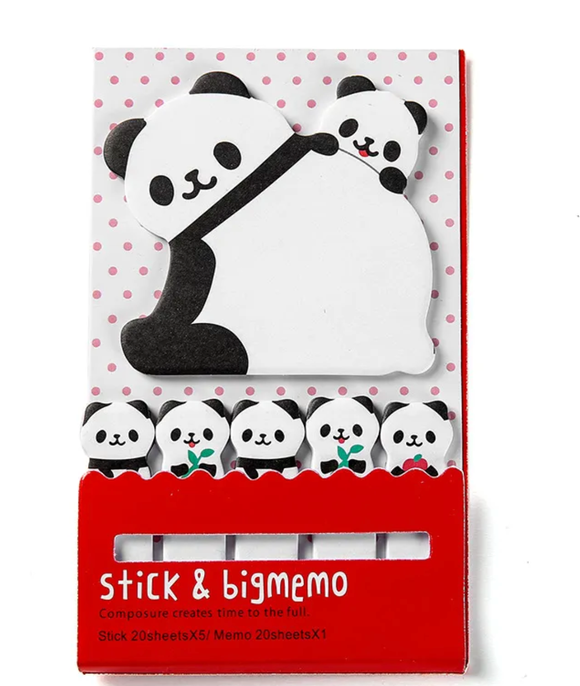 Sweet pandas holding apples and bamboo shoots and playin' with mama- the most adorable way to keep tabs (literally) on your studies and other life plans!  These Playful Panda Sticky Notes include a large memo sized as well as smaller tabs in five differently delightful designs.