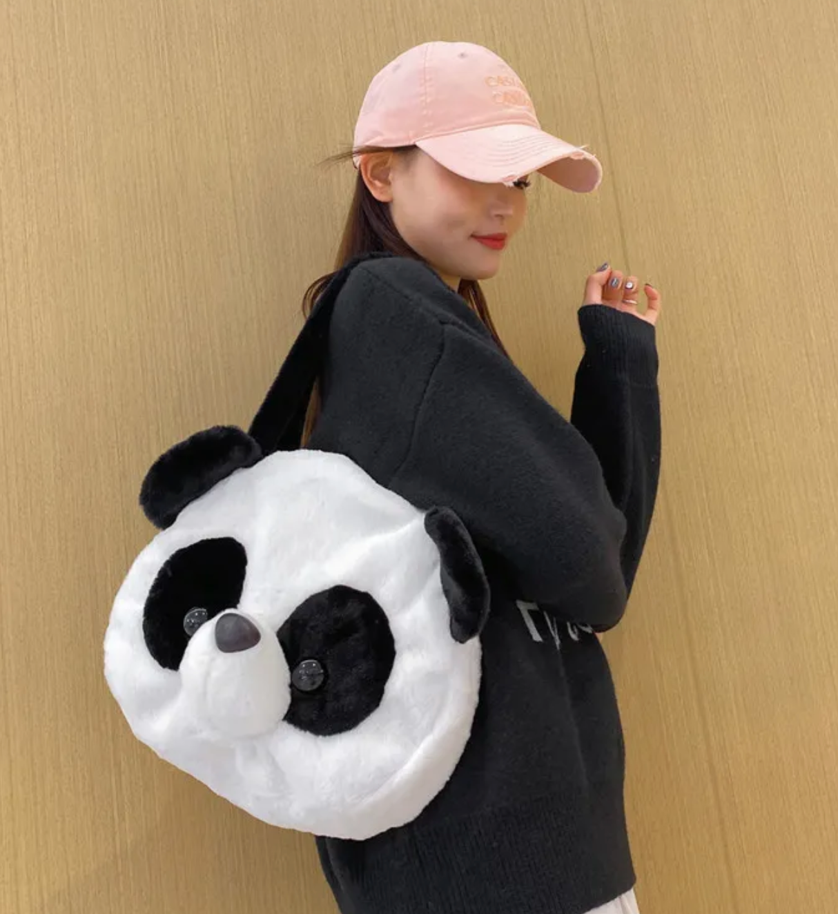 Plush Panda Face Shoulder Bag