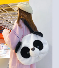 Plush Panda Face Shoulder Bag