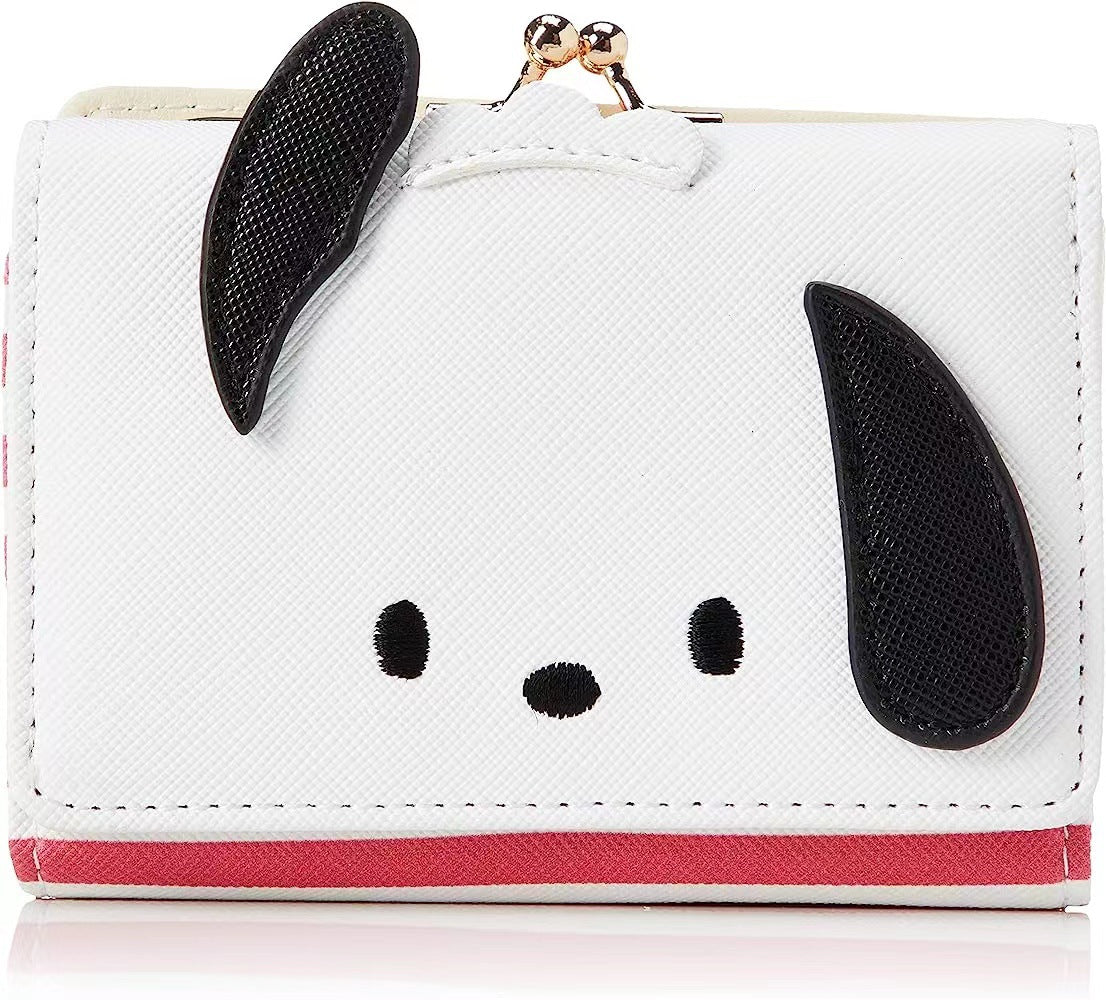 Add a touch of adorable charm to your daily essentials with this Pochacco Face Red &amp; White Striped Wallet! Perfect for fans of the beloved Sanrio character, Pochacco, this wallet is as functional as it is cute.

Featuring Pochacco in a classy but fun red striped design, the wallet is accented with a stylish gold clasp, giving it a chic, feminine look.

Made from durable synthetic leather, with multiple compartments for cards, cash, and coins.