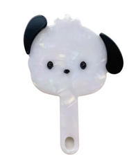 Let Pochacco's cute face helps you maintain your own adorable face with our Pochacco Puppy Handheld Travel Mirror! What a duo!  This handheld mirror is great for traveling, throwing in your day bag or backpack, makeup bag, or leaving on your desk for quick touch-ups. A lovely marbled design adds extra flair to this already irresistible vanity mirror.