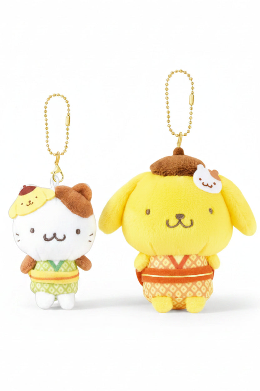 Celebrate the sweetest friendship in Sanrio with our Pompompurin &amp; Muffin BFF Magnetic Plush Keychain Set! This delightful duo features the lovable golden retriever Pompompurin and his best friend Muffin in an innovative magnetic design. 