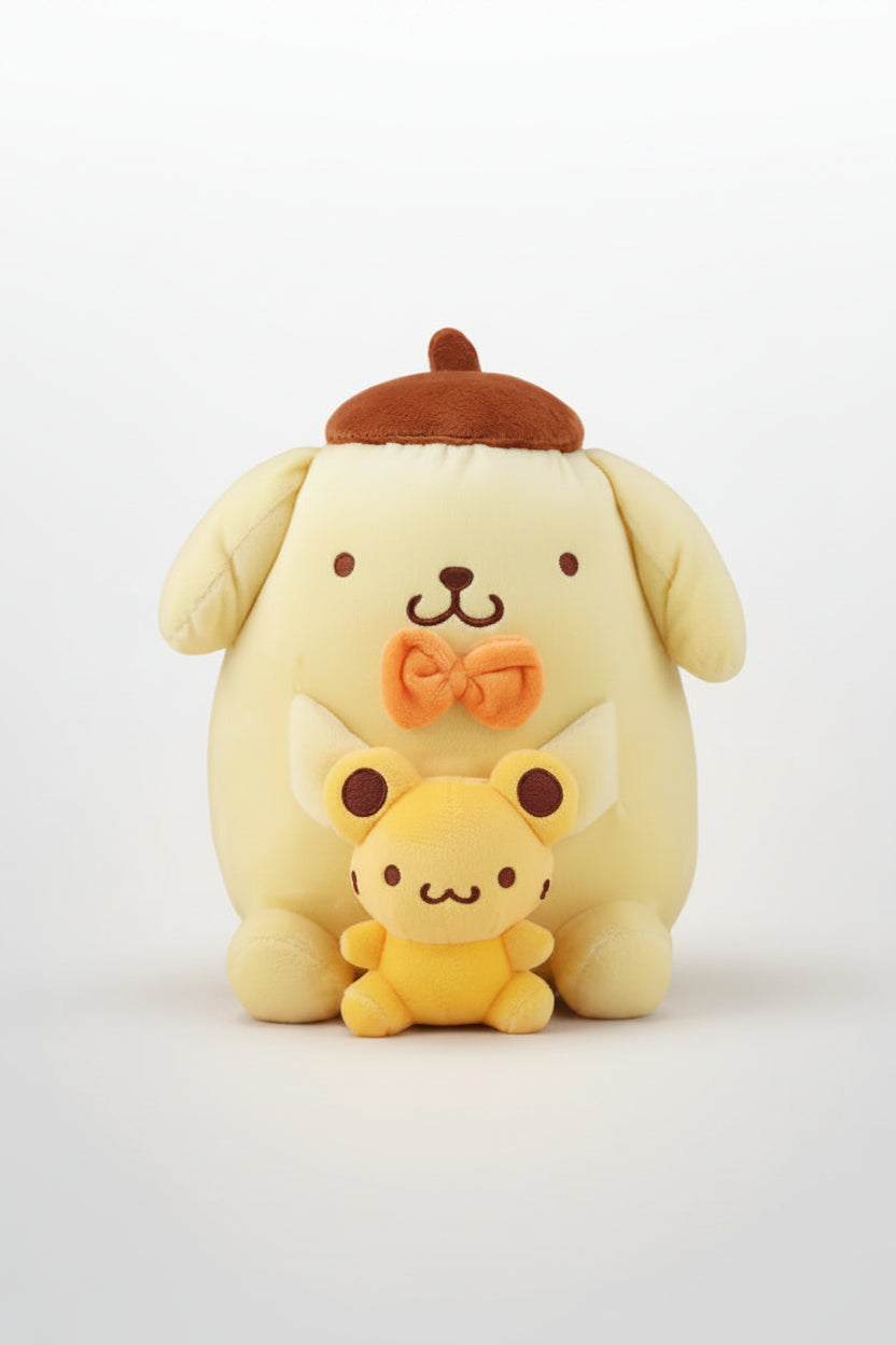 Calling all Sanrio fans! Add a dose of happiness to your life with the adorable Pompompurin and Muffin the Hamster Mascot Plushie, featuring your favorite character holding their beloved mascot.
This charming plushie is the perfect gift or decoration to make your space extra kawaii and bring a smile to your face every day!