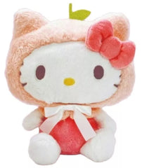 Meet the Precious Peaches Fruit Cape Hello Kitty Plushie, a delightfully sweet addition to your kawaii collection. This adorable Hello Kitty comes dressed in a charming peach-shaped hooded cape that captures the essence of summer sweetness. The playful design features a cute bow accent in front, making this plushie the perfect blend of Hello Kitty's classic charm and fruity fun. This collector-worthy plushie transforms our favorite Sanrio friend into a peachy delight.