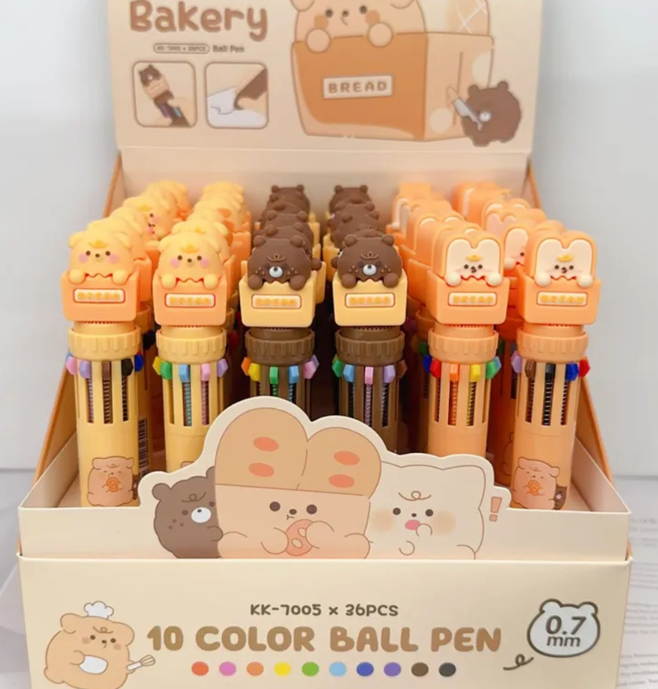 Use these Pupu Bakery Bread 10-Color Ball Point Pens to easily switch to different pen colors to annotate and keep you organized with one simple click.