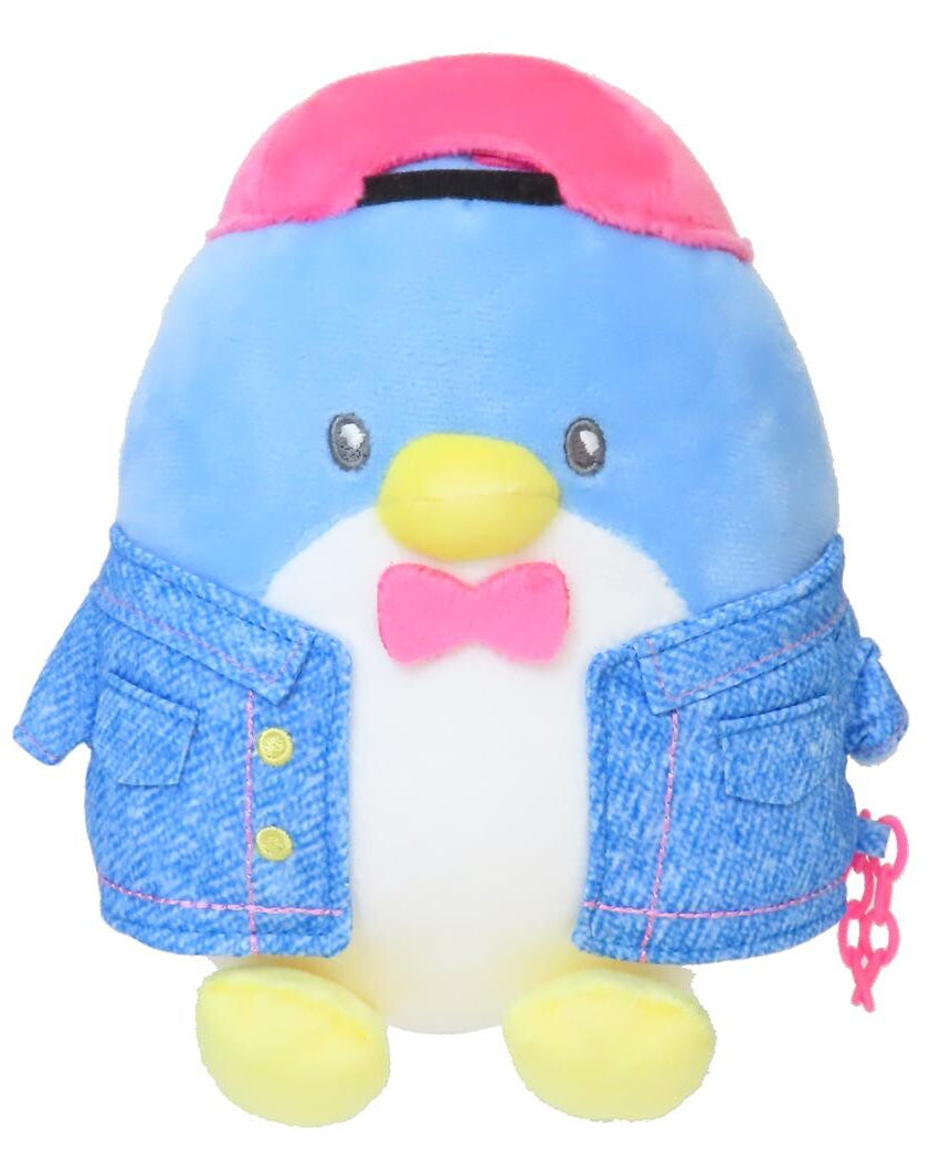 This rare club cutie heisei heart-pounding memories Tuxedo Sam plushie is dressed to impress in his adorable denim jacket, classic pink bow tie, and stylish pink cap. He’s got that perfect mix of retro charm, cozy vibes, and street-style swagger that makes him stand out in any Sanrio collection.
